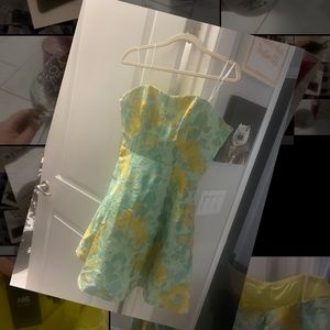 ABS Jacquard strapless dress with pockets ! Size 8